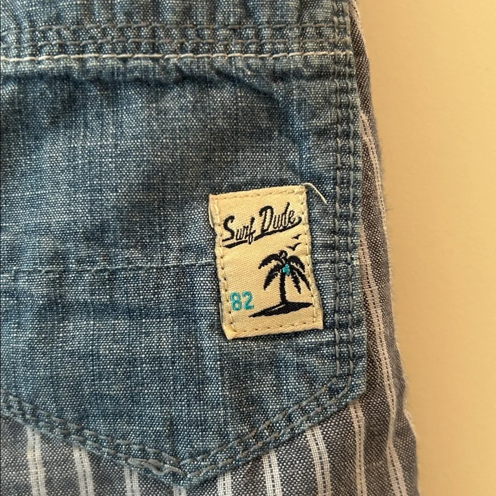 Next Linen Blend Striped drawstring PullOn elastic waistband Shorts cuffed 2-3yr